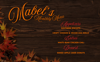 Mabel’s Monthly Menu – October
