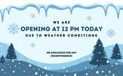 Delayed opening – 12 pm on 12/10